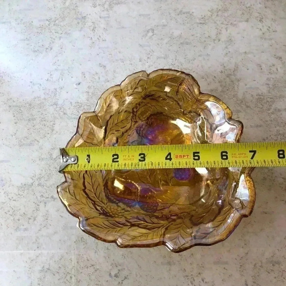 Vintage Carnival Glass Loganberry & Leave in Amber - Picture 5 of 9